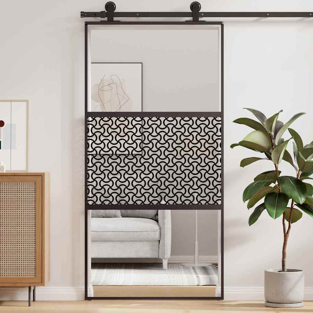 Glastür Schwarz 102,5 x 2 x 205 cm Aluminium
