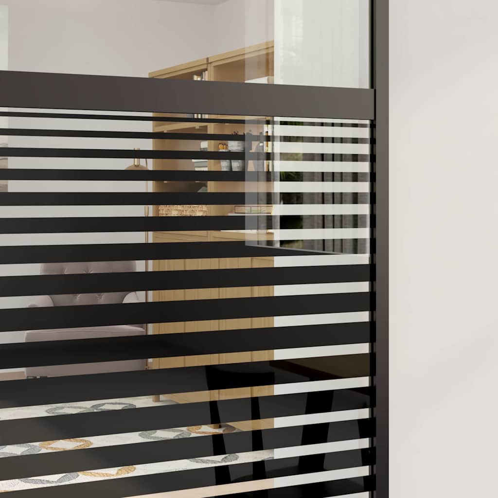 Glastür Gestreift Schwarz 76 x 2 x 205 cm Aluminium
