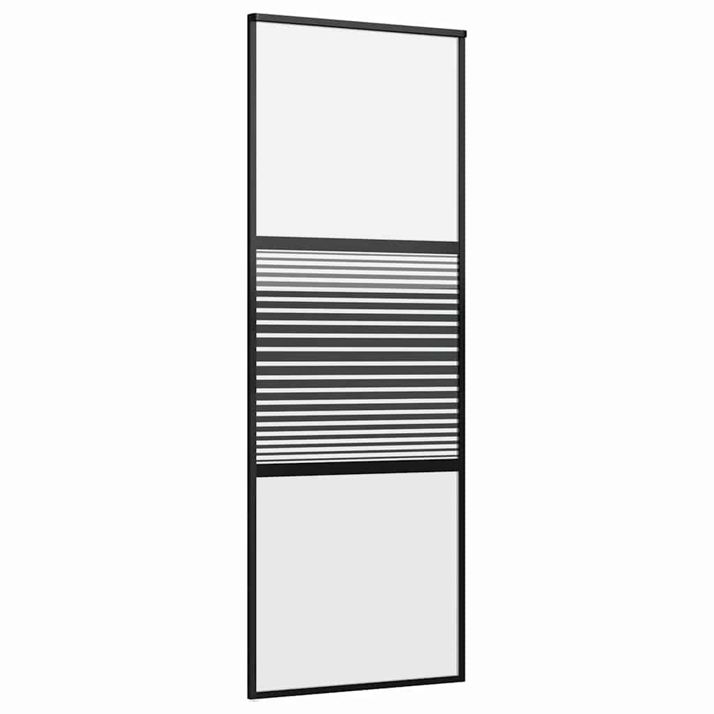 Glastür Gestreift Schwarz 76 x 2 x 205 cm Aluminium