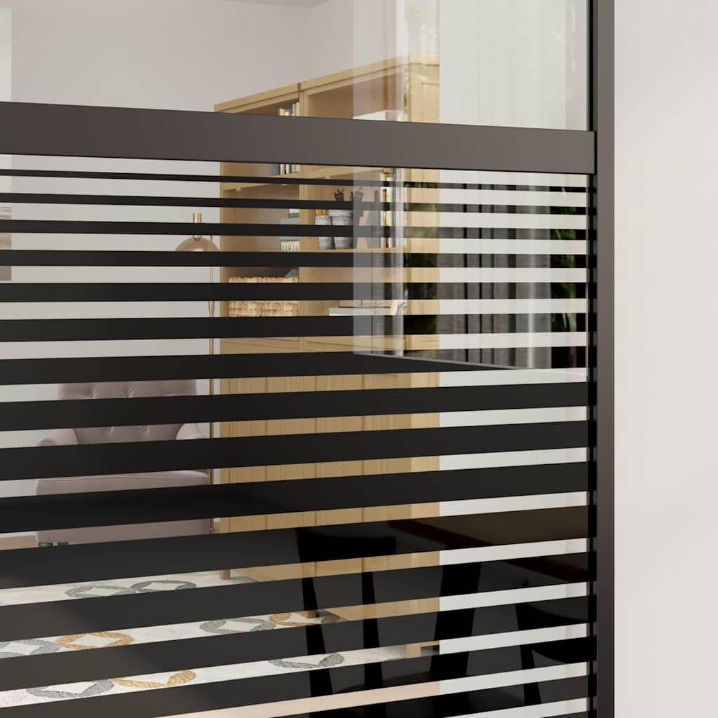 Glastür Gestreift Schwarz 90 x 2 x 205 cm Aluminium