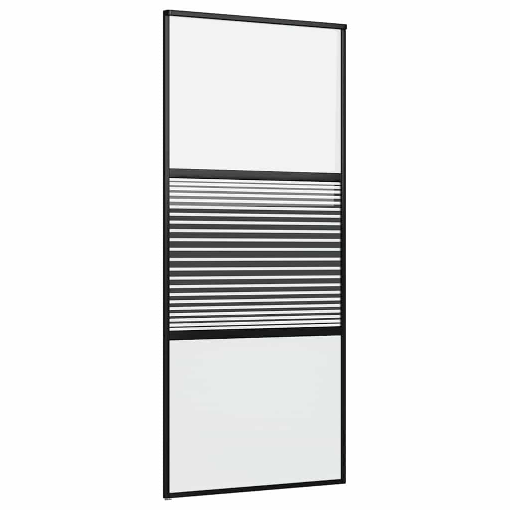 Glastür Gestreift Schwarz 90 x 2 x 205 cm Aluminium
