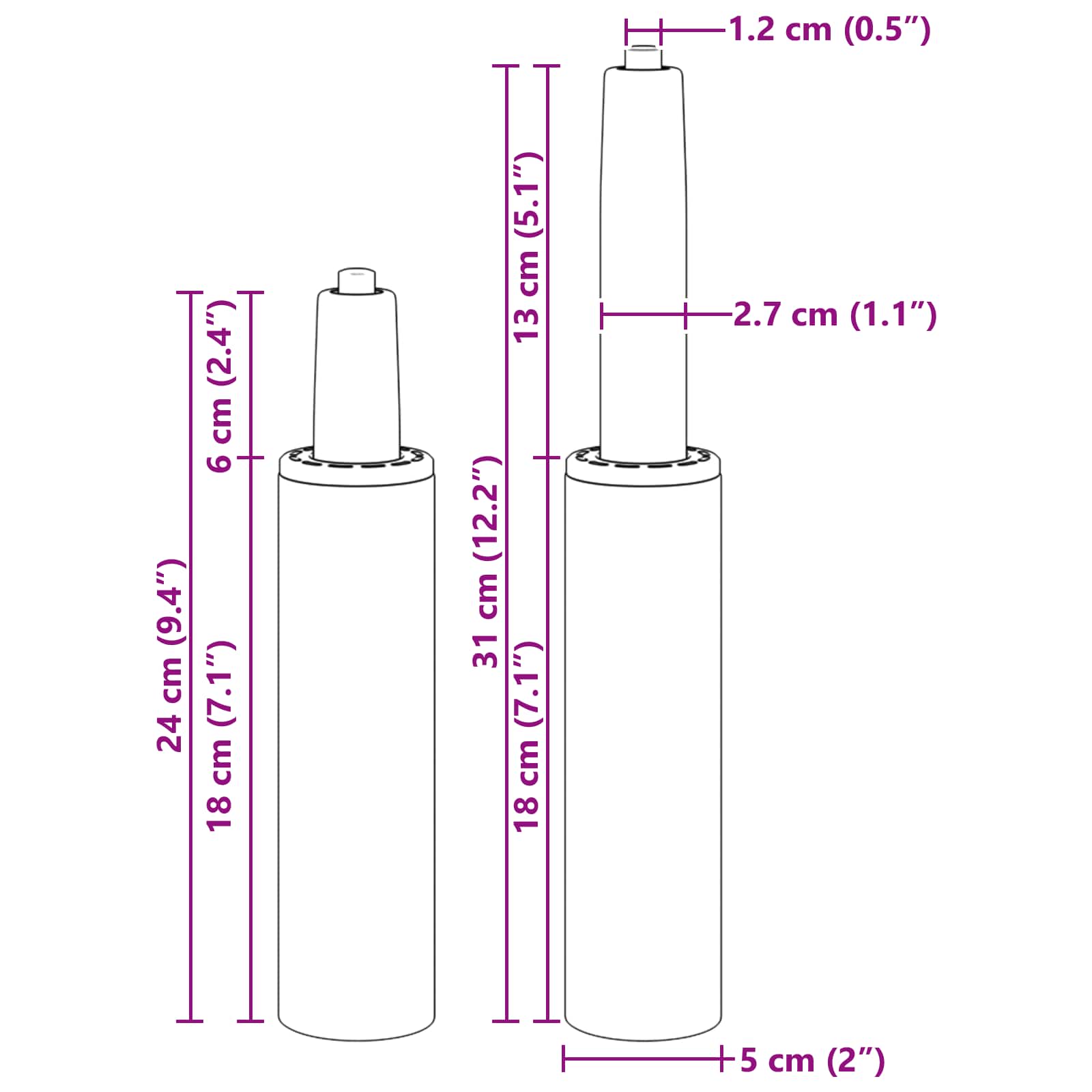 Bürostuhl Gaszylinder Schwarz 239-309 mm Eisen