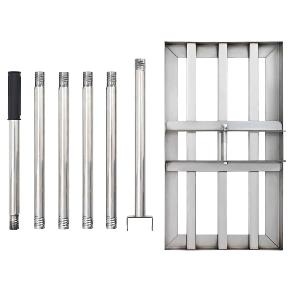 Garten-Nivellierrechen Silber 45 x 25 x 200 cm Edelstahl
