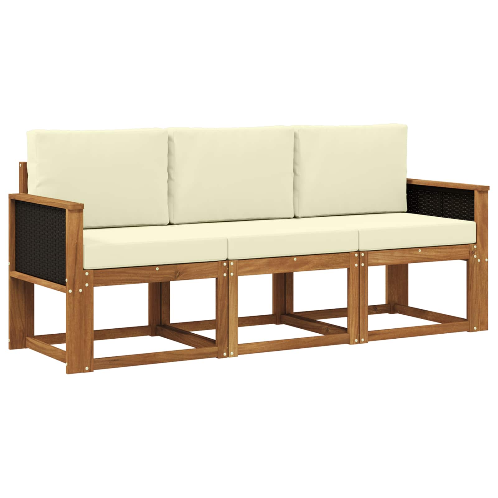 Outdoor-Sofagarnitur mit Kissen 3 pcs Natur und Creme