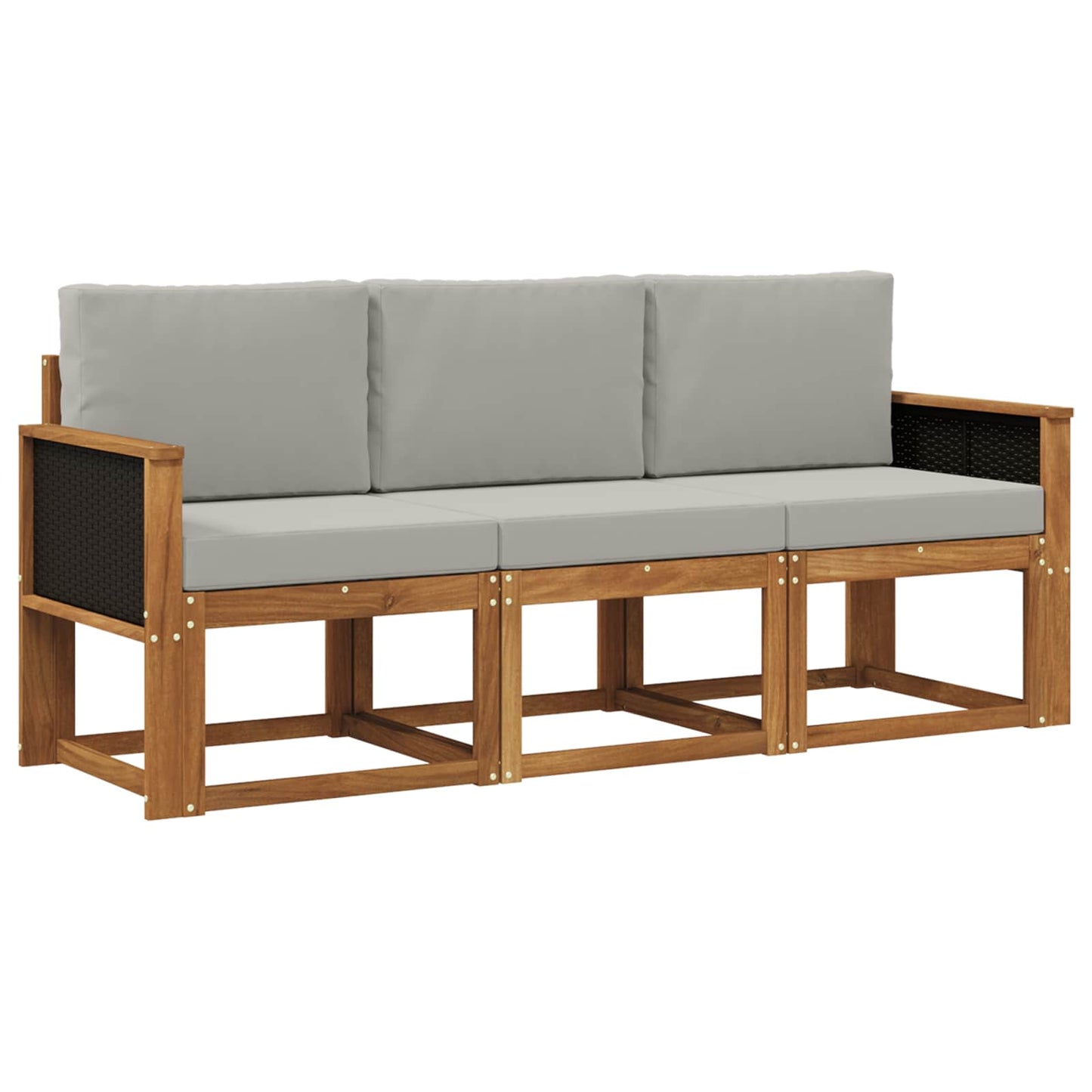 Outdoor-Sofagarnitur mit Kissen 3 pcs Natürlich und Hellgrau