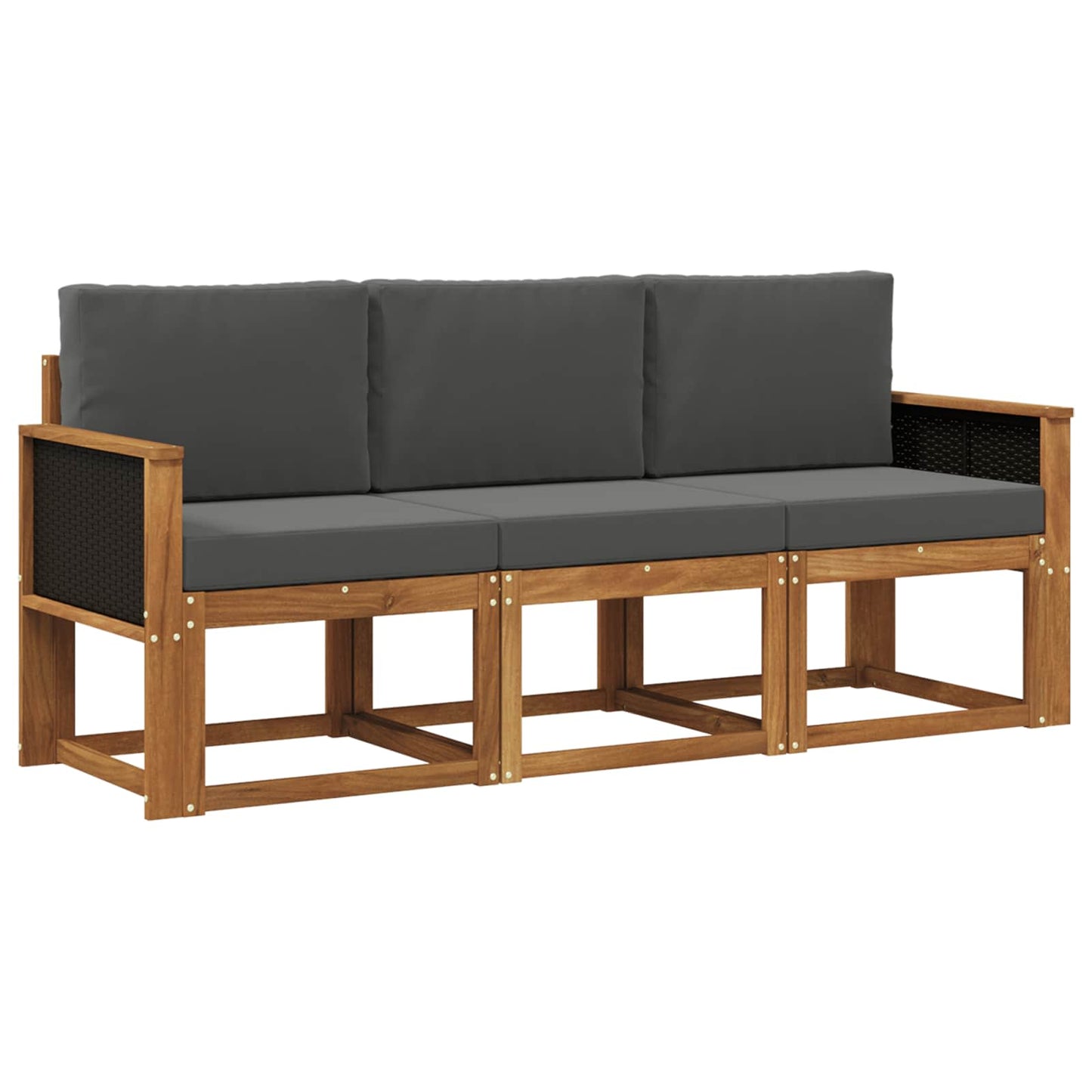 Outdoor-Sofagarnitur 3 stk. Natur und Anthrazit