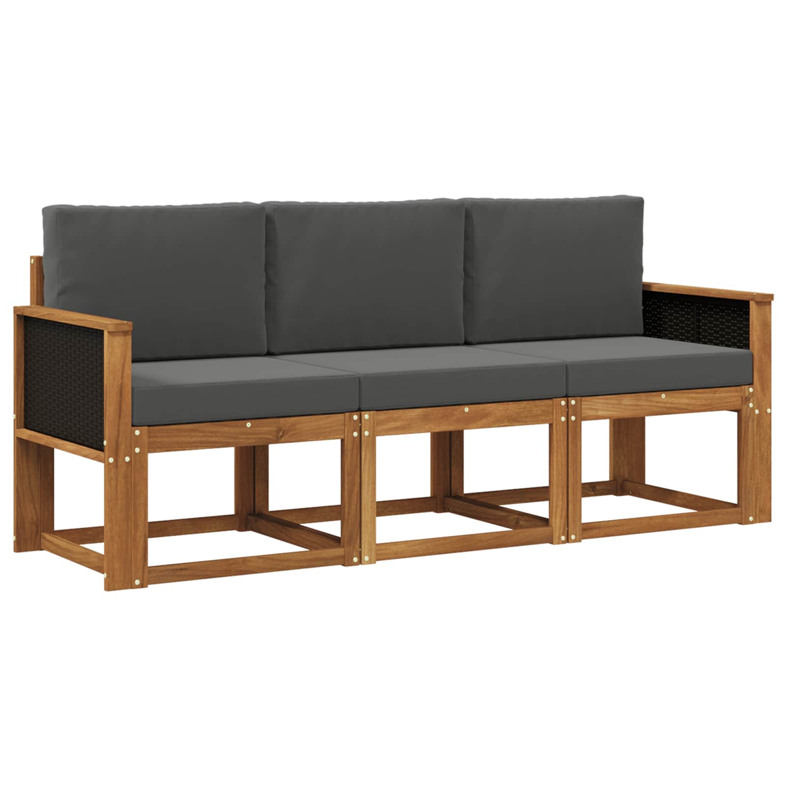 Outdoor-Sofagarnitur 3 stk. Natur und Anthrazit