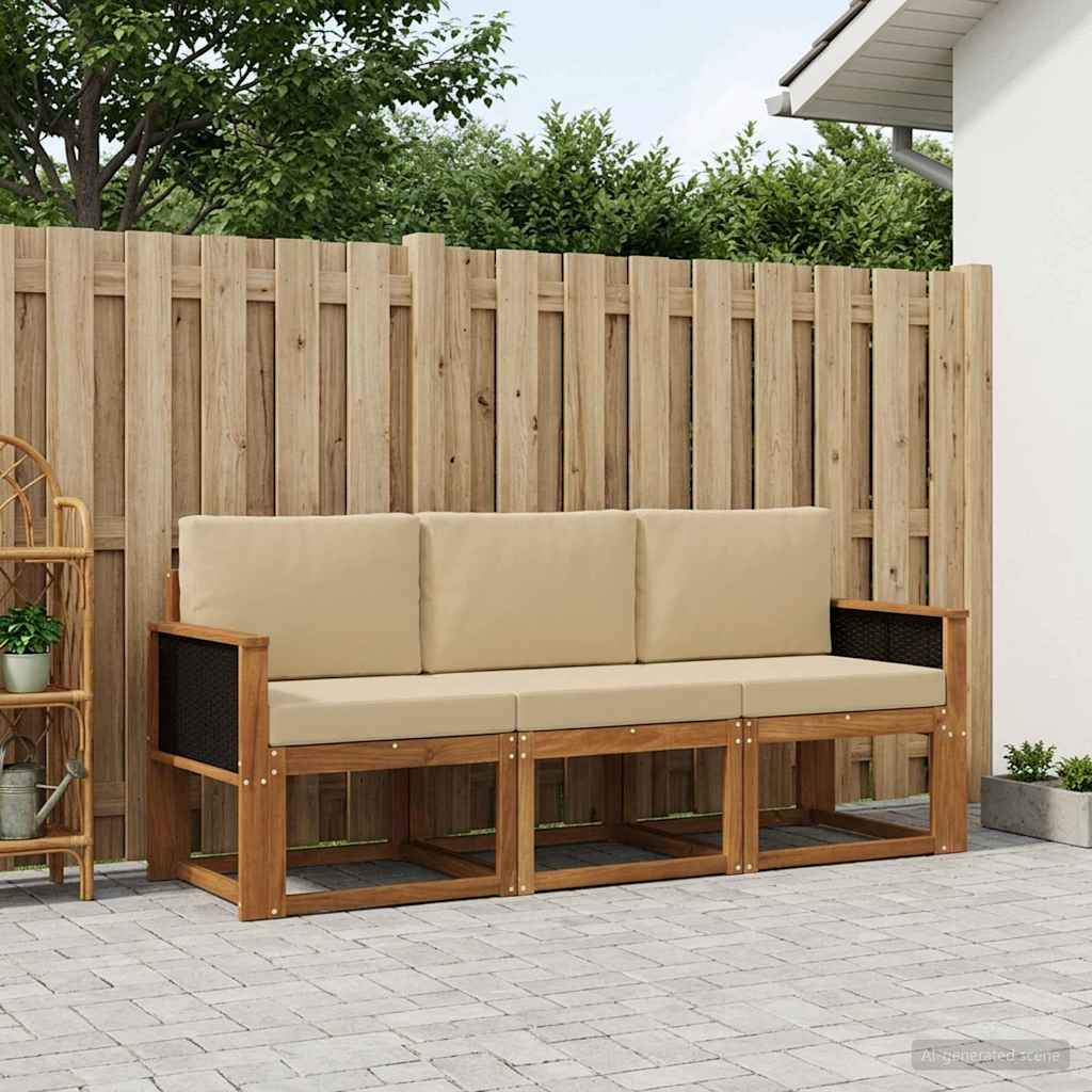 Outdoor-Sofagarnitur 3 stk. Natur