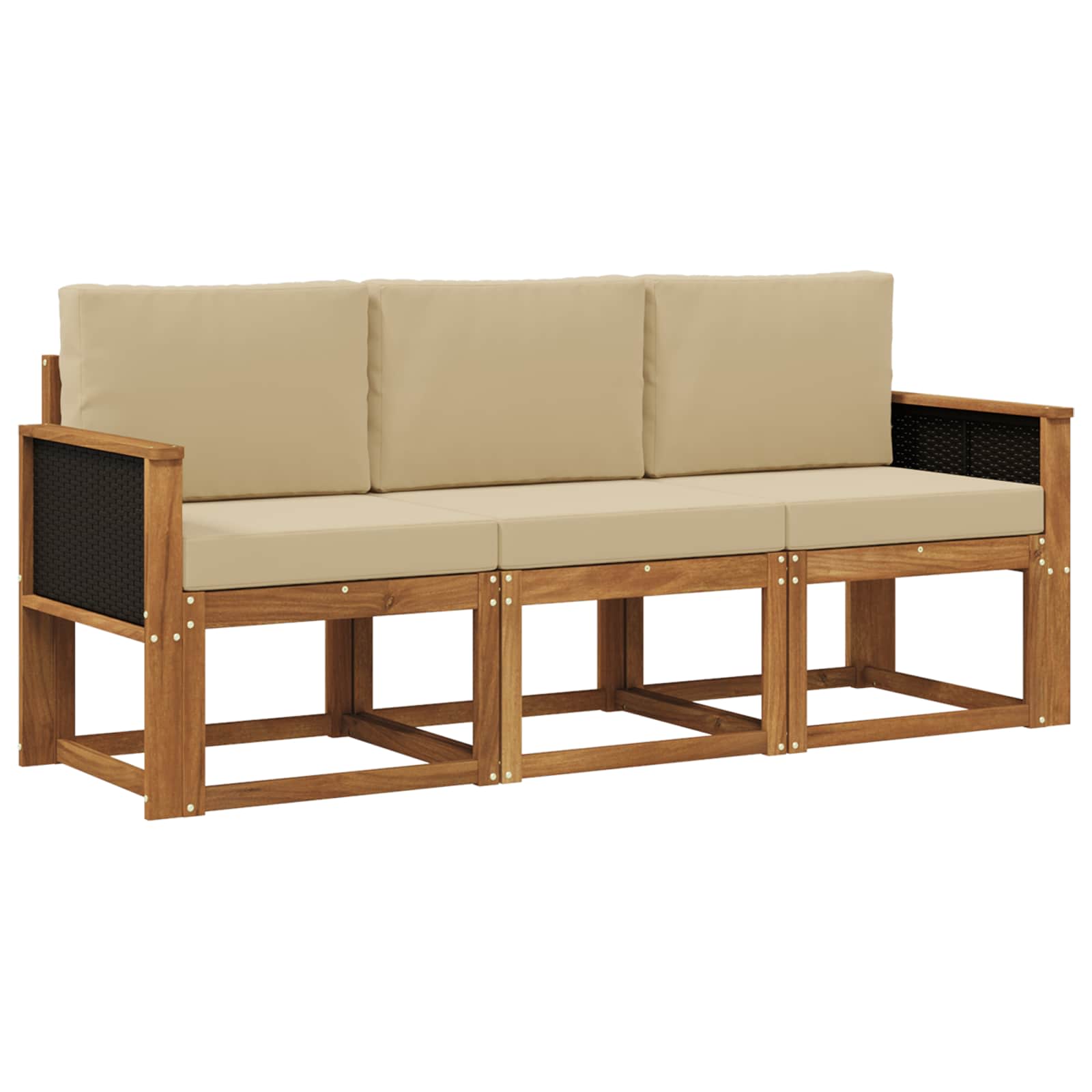 Outdoor-Sofagarnitur 3 stk. Natur
