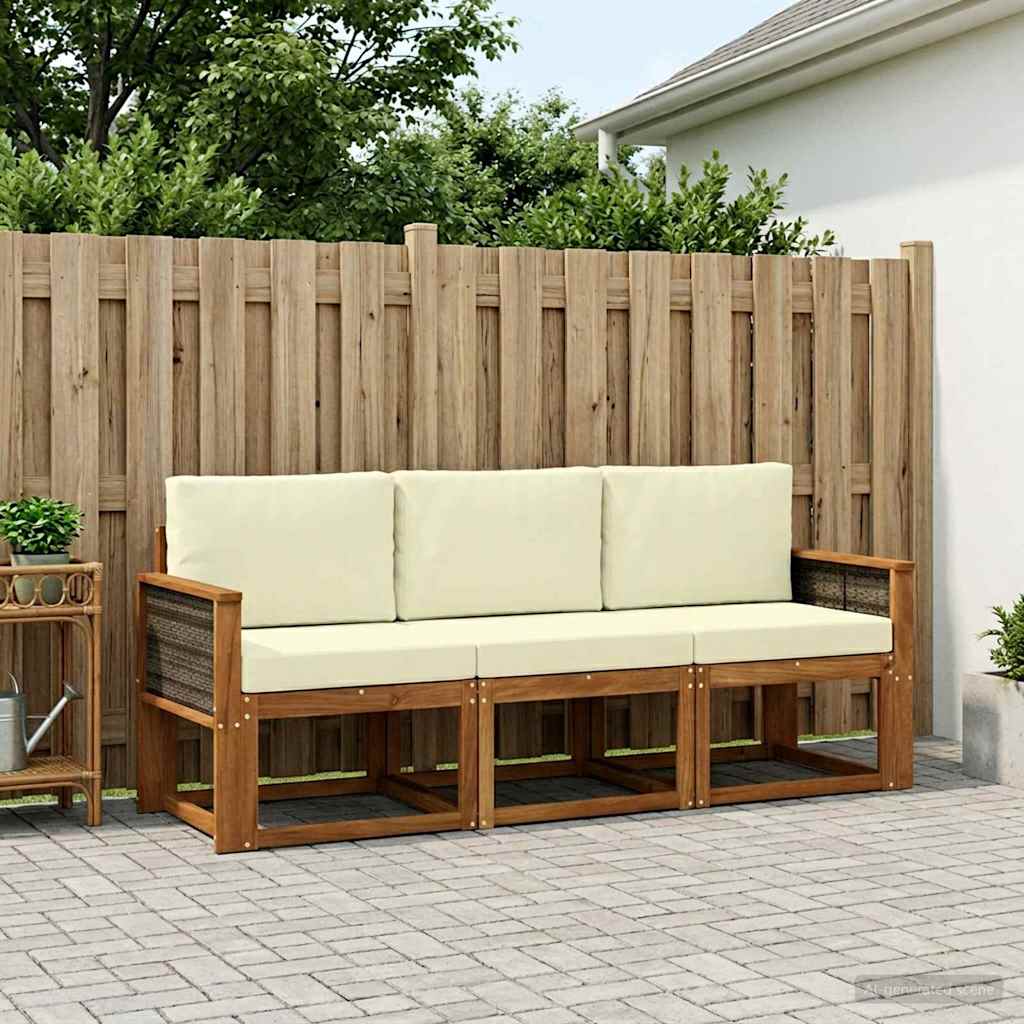 Outdoor-Sofagarnitur 3 stk. Natur und Creme