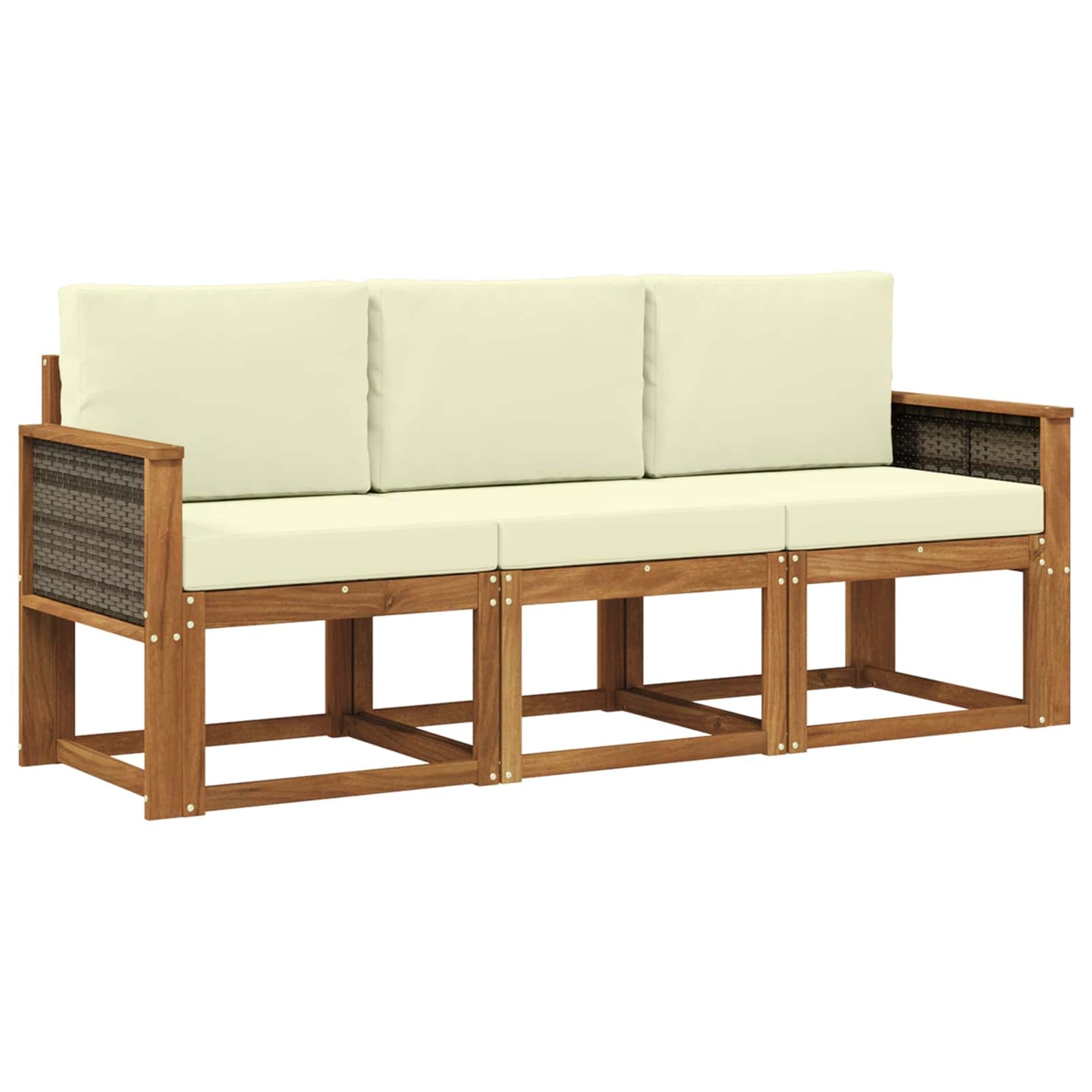 Outdoor-Sofagarnitur 3 stk. Natur und Creme