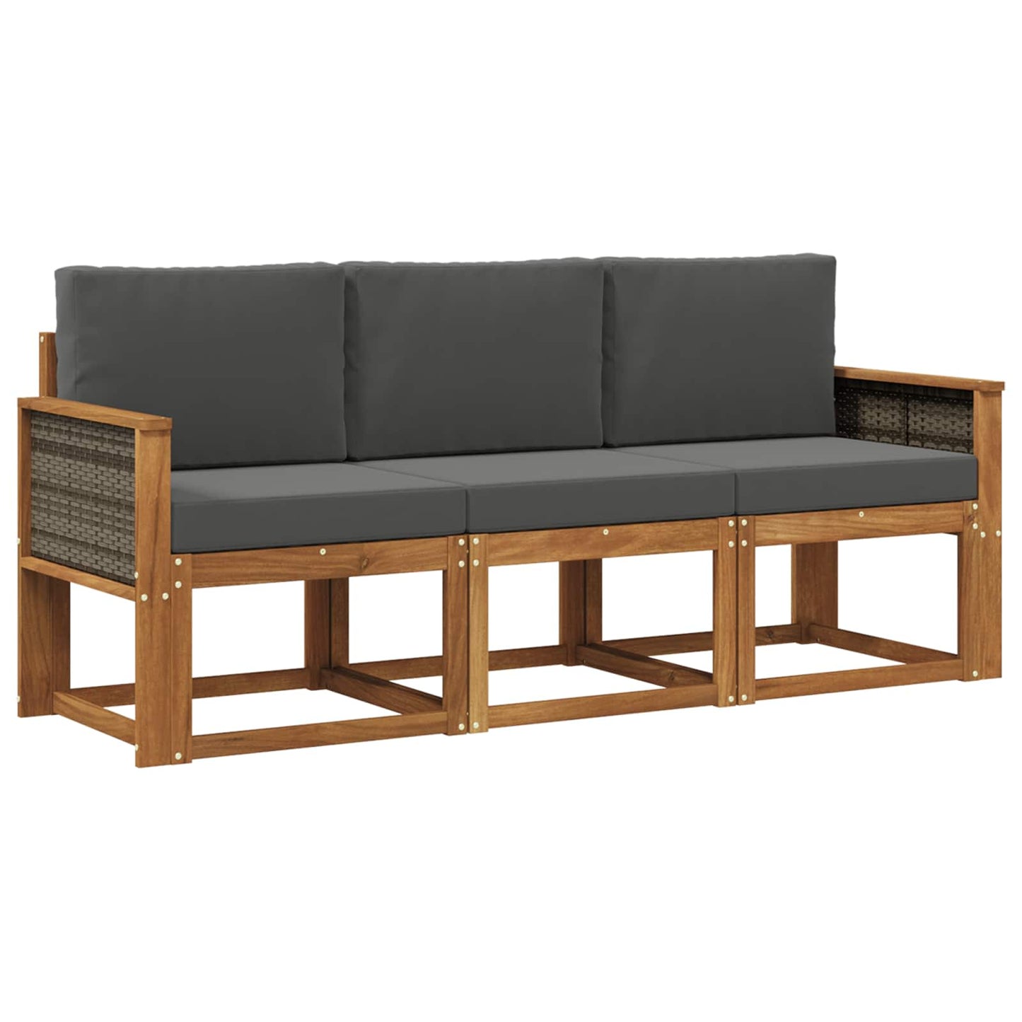 Outdoor-Sofagarnitur 3 stk. Natur und Anthrazit