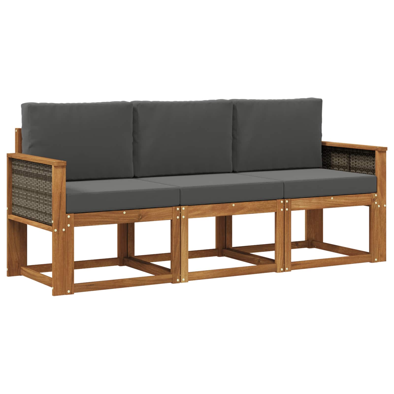 Outdoor-Sofagarnitur 3 stk. Natur und Anthrazit
