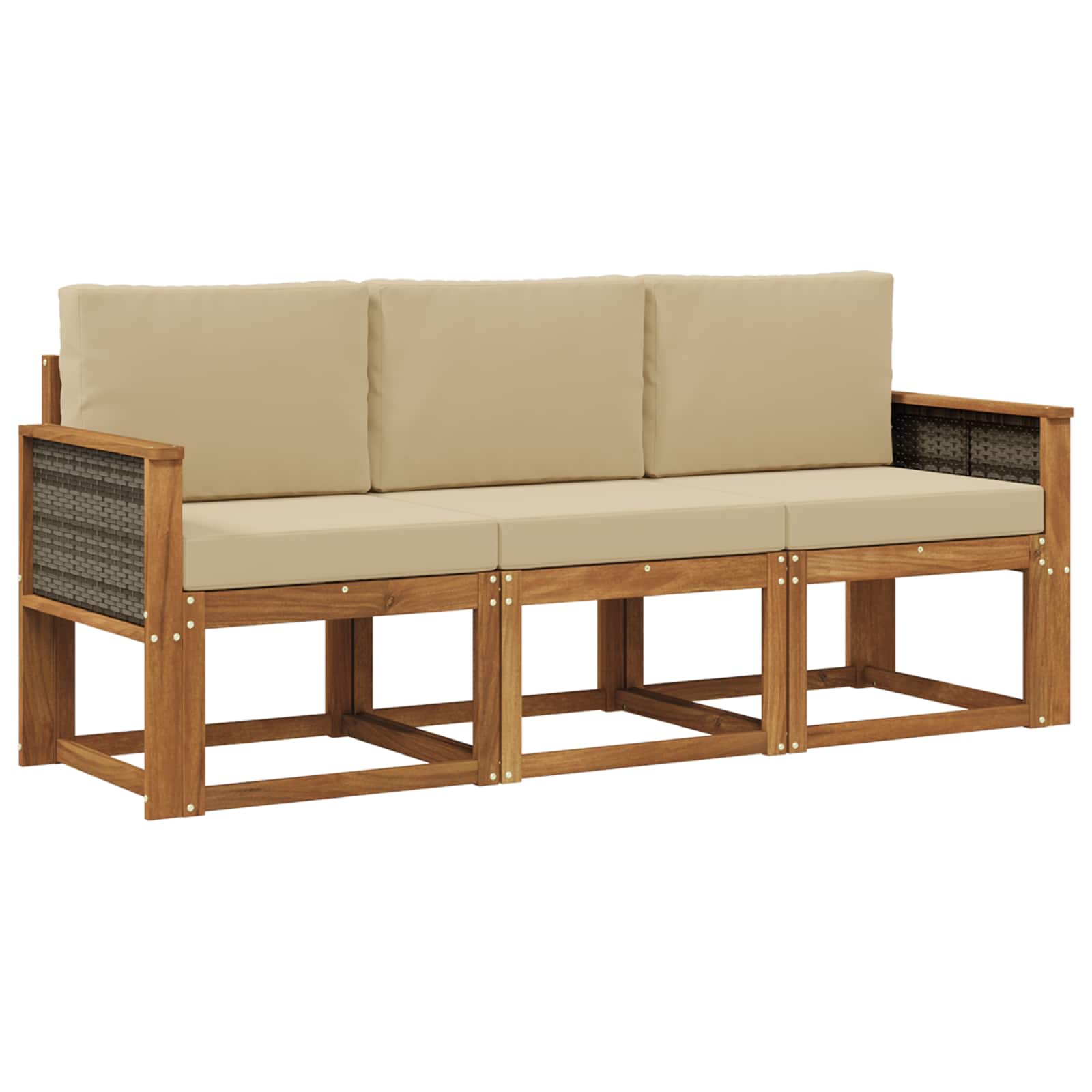 Outdoor-Sofagarnitur 3 stk. Natur