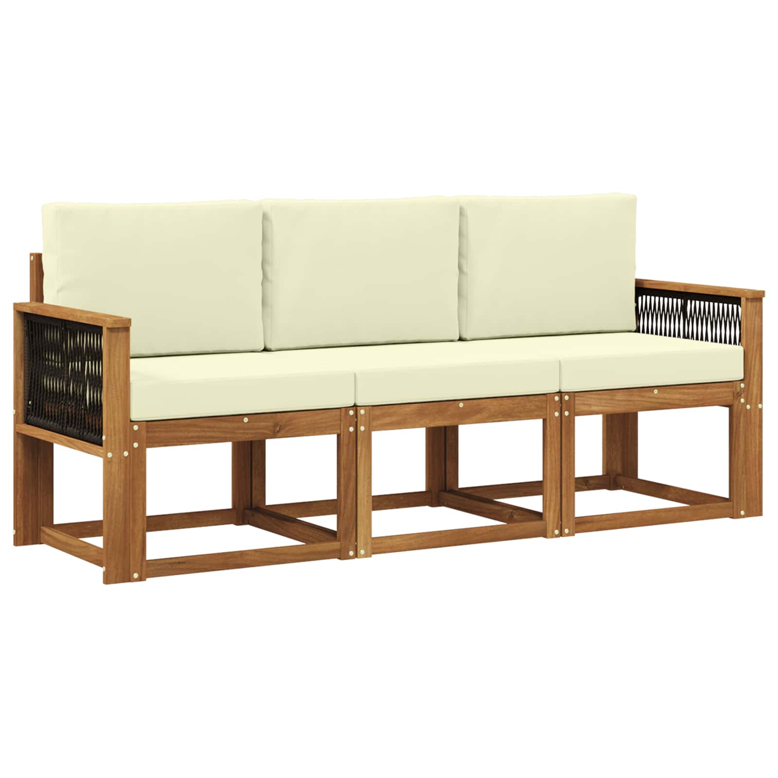 Outdoor-Sofagarnitur mit Kissen 3 pcs Natur und Creme
