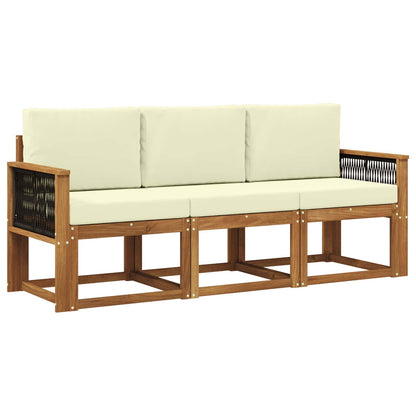 Outdoor-Sofagarnitur 3 stk. Natur und Creme