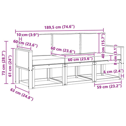 Outdoor-Sofagarnitur 3 stk. Natur und Creme