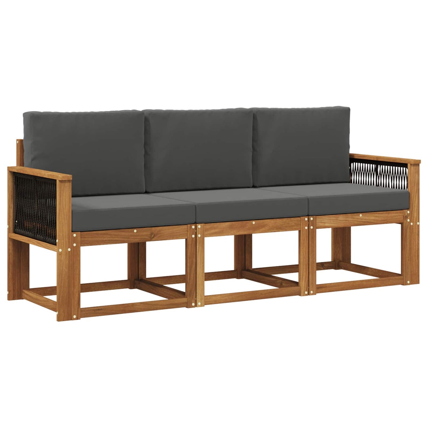 Outdoor-Sofagarnitur mit Kissen 3 pcs Natur und Anthrazit