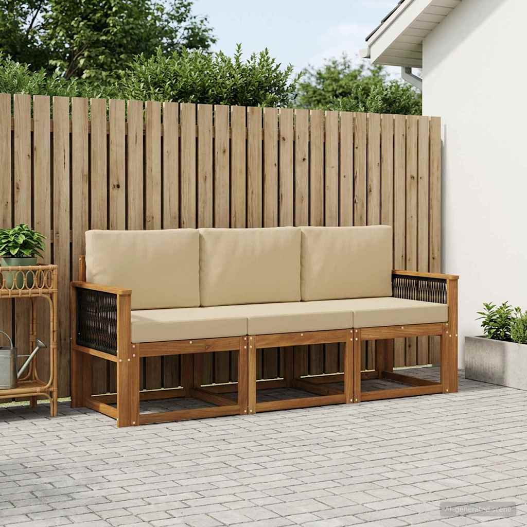 Outdoor-Sofagarnitur 3 stk. Natur