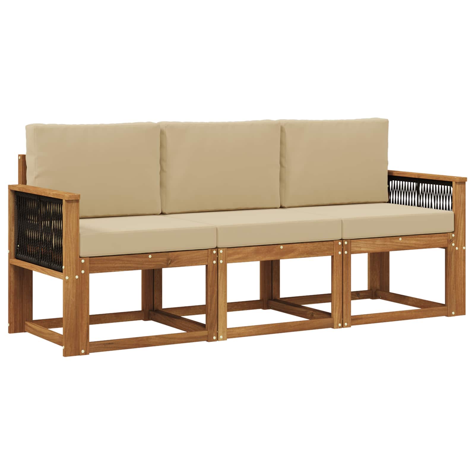 Outdoor-Sofagarnitur 3 stk. Natur