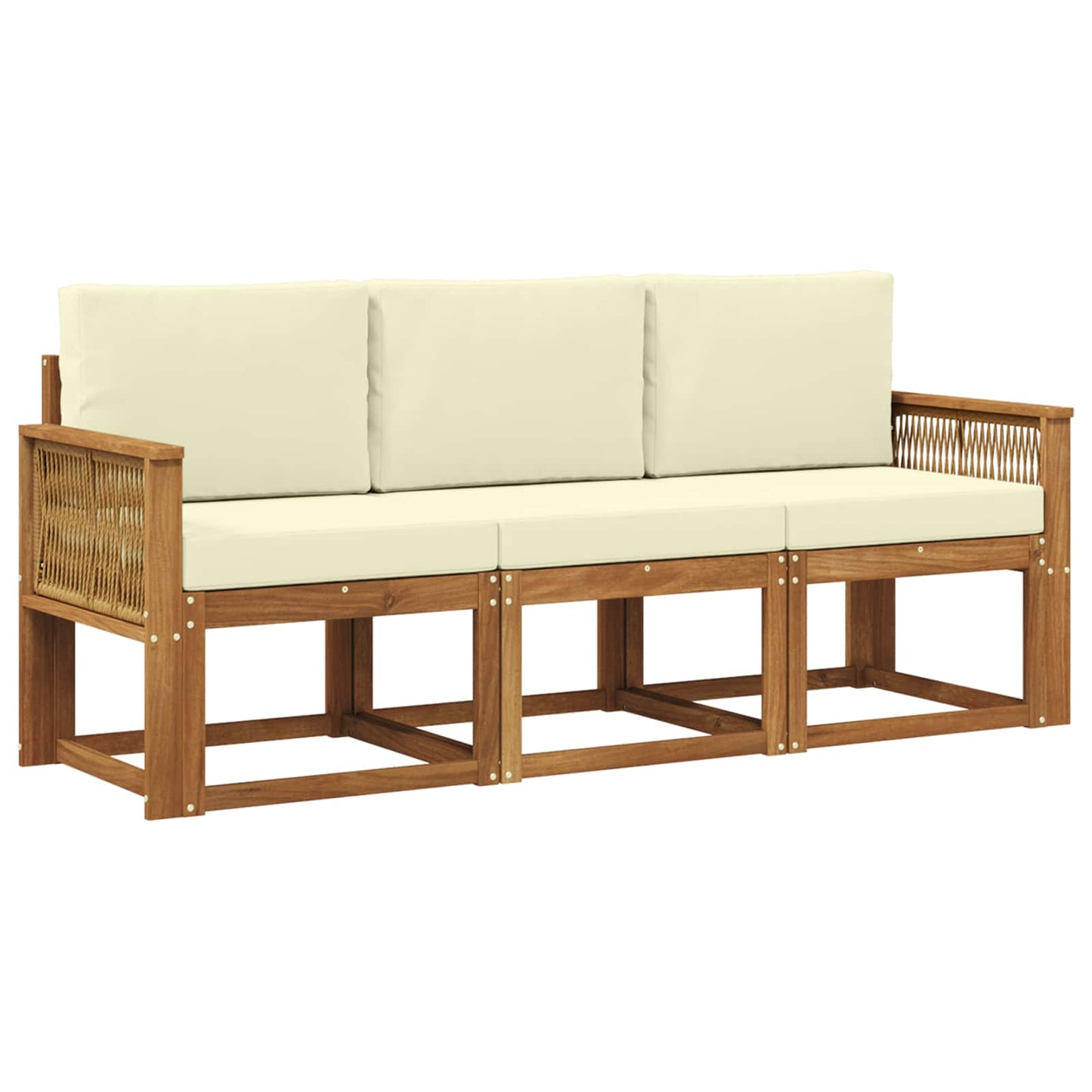 Outdoor-Sofagarnitur 3 stk. Natur und Creme Polyester