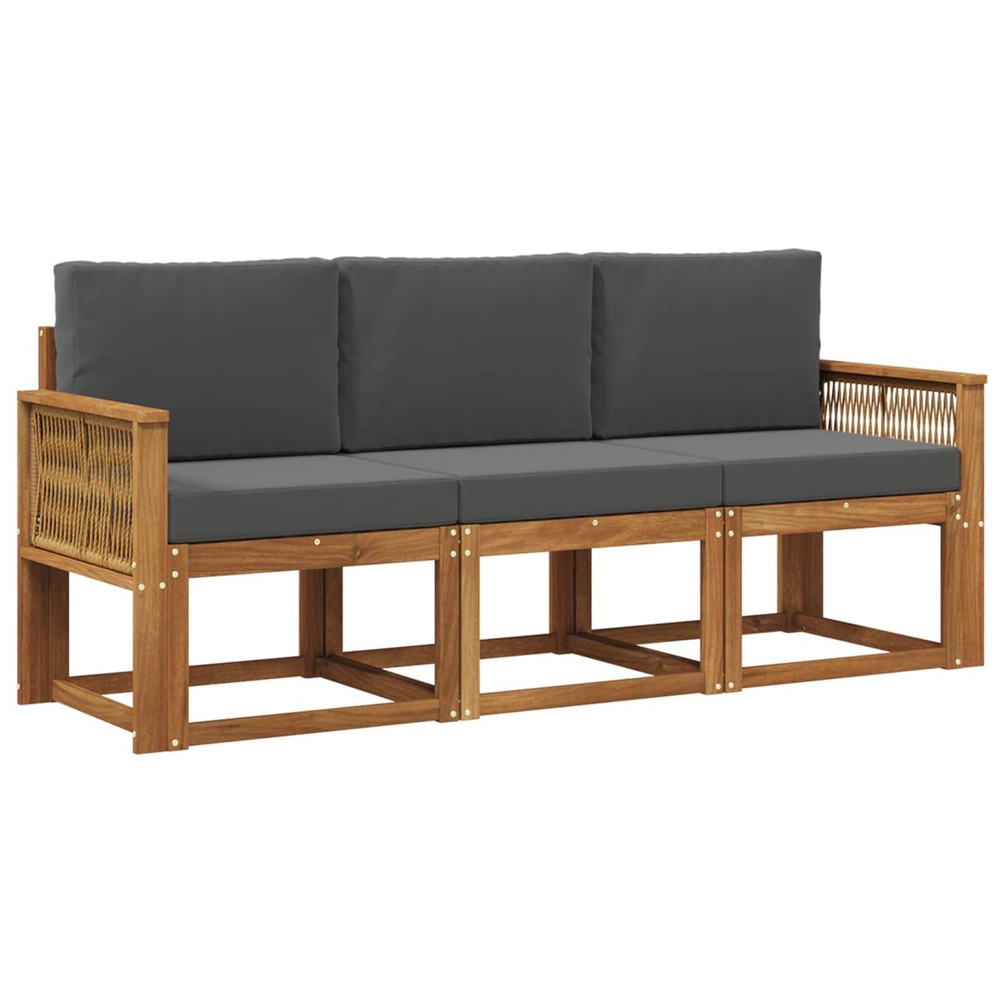 Outdoor-Sofagarnitur 3 stk. Natur und Anthrazit Polyester