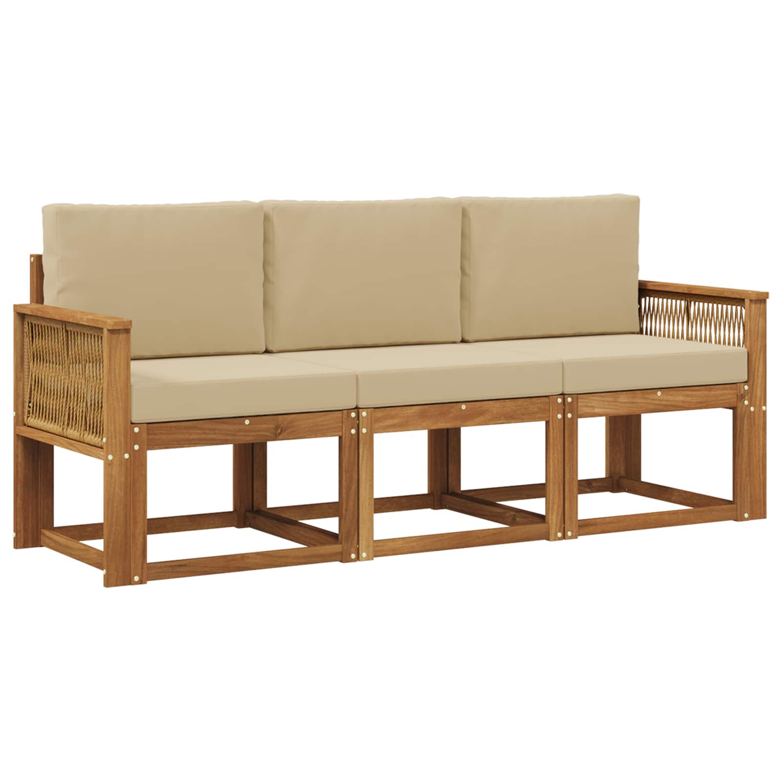 Outdoor-Sofagarnitur 3 stk. Natur und Beige Polyester