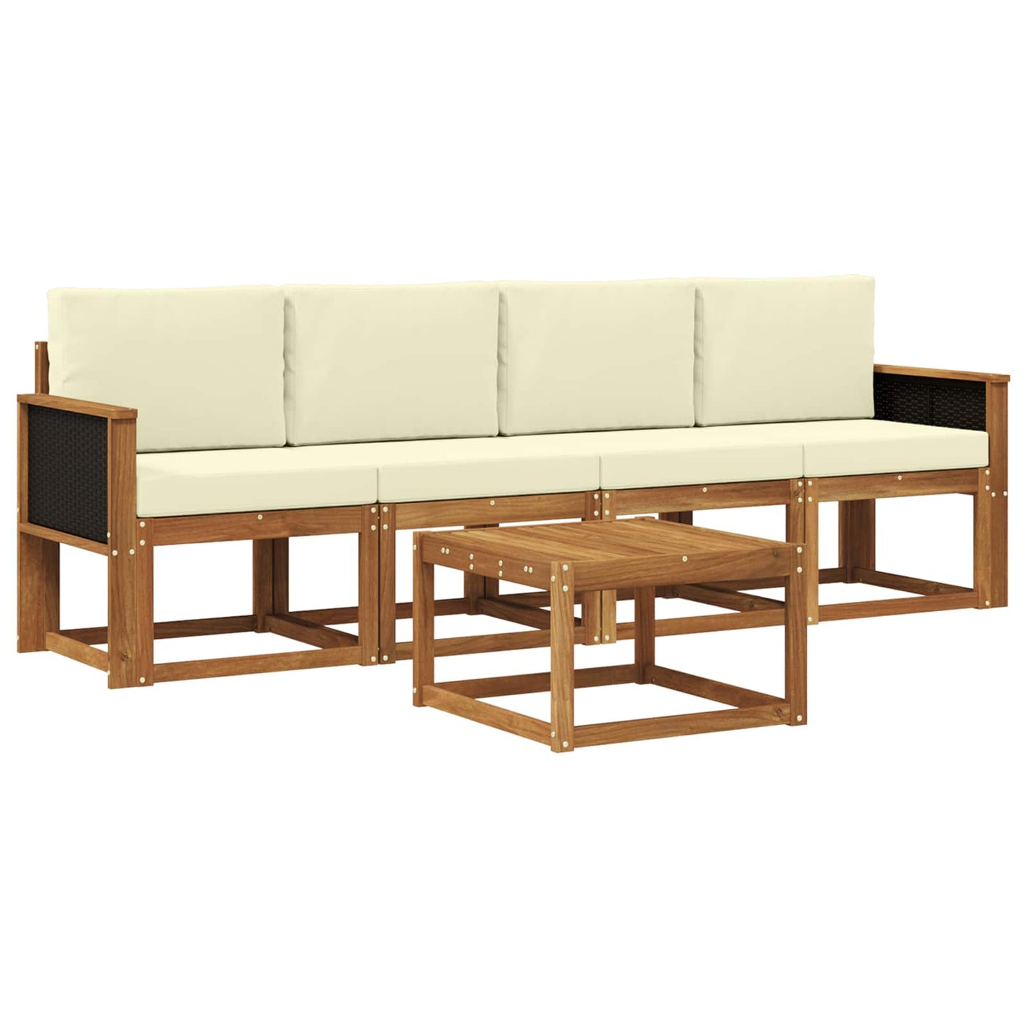 Outdoor-Sofagarnitur mit Kissen 4 pcs Natur und Creme