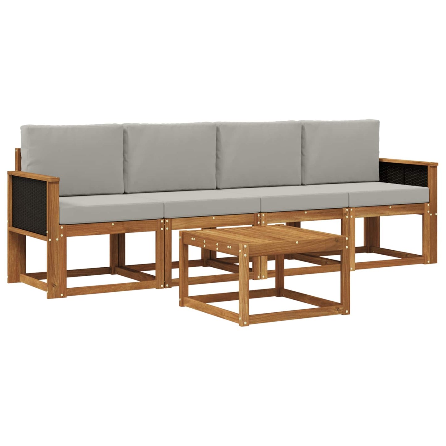 Outdoor-Sofagarnitur mit Kissen 4 pcs Natürlich und Hellgrau
