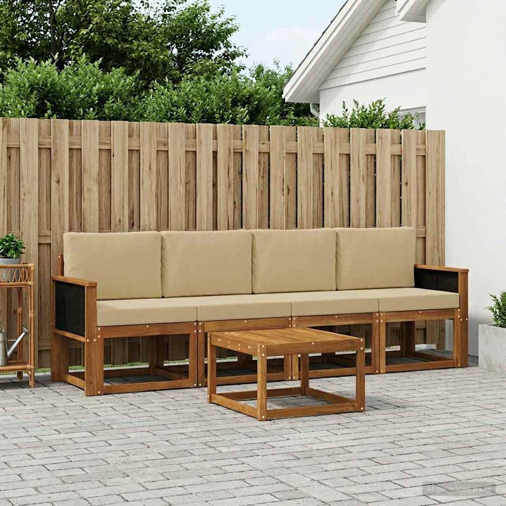 Outdoor-Sofagarnitur 4 stk. Natur
