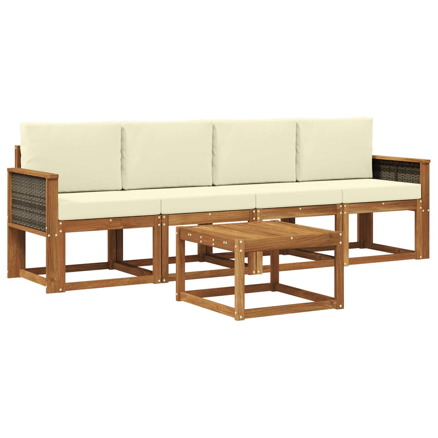 Outdoor-Sofagarnitur 4 stk. Natur und Creme