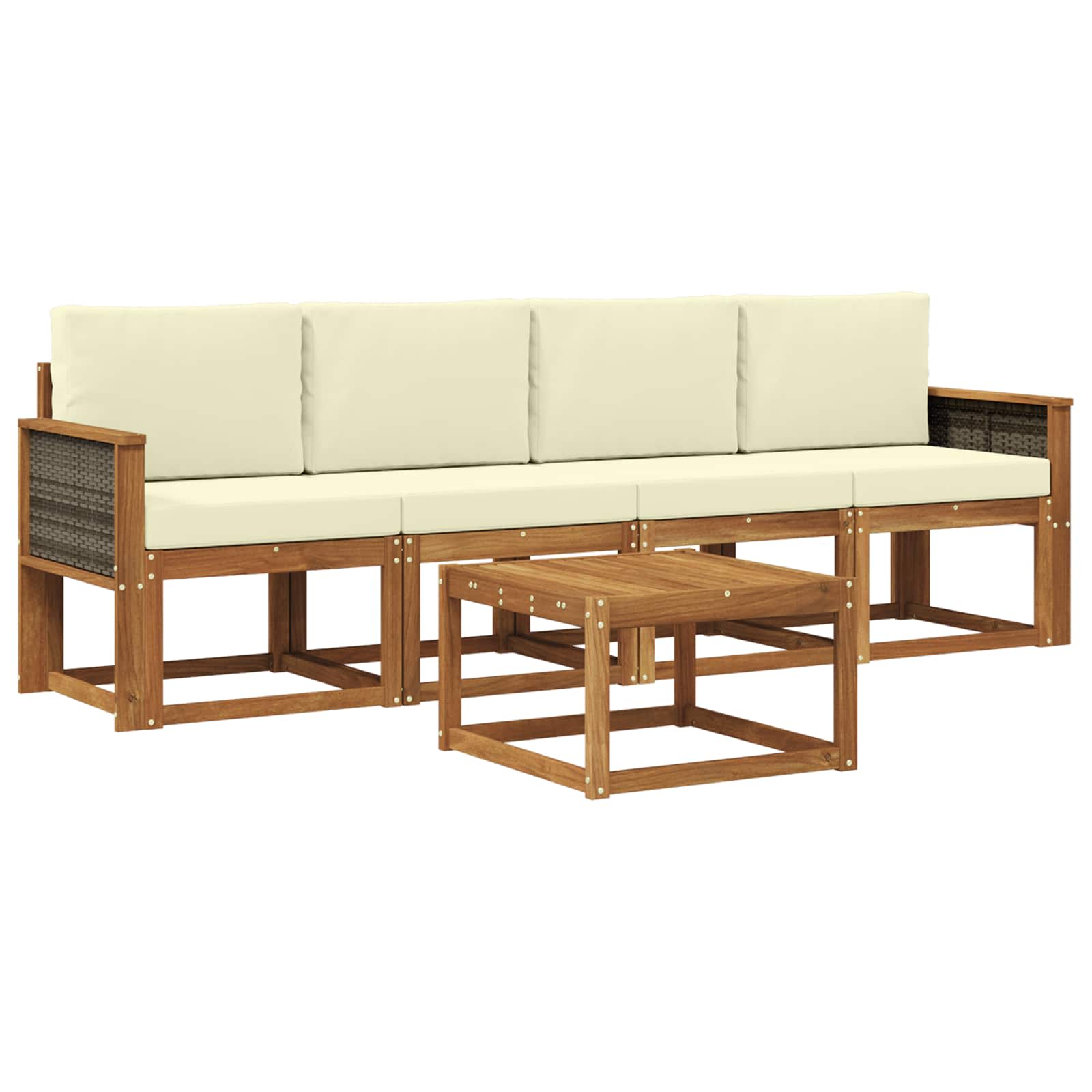 Outdoor-Sofagarnitur 4 stk. Natur und Creme
