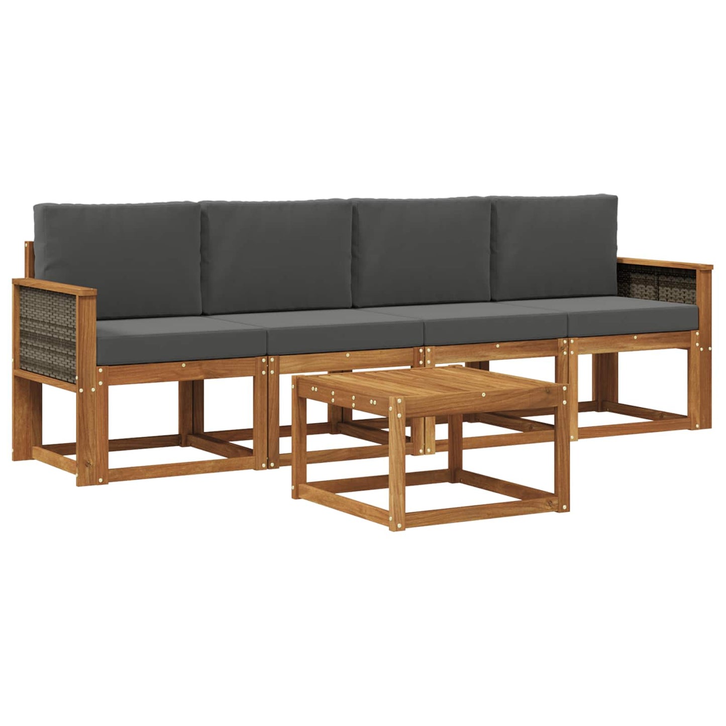 Outdoor-Sofagarnitur mit Kissen 4 pcs Natur und Anthrazit