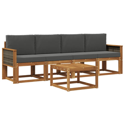 Outdoor-Sofagarnitur 4 stk. Natur und Anthrazit