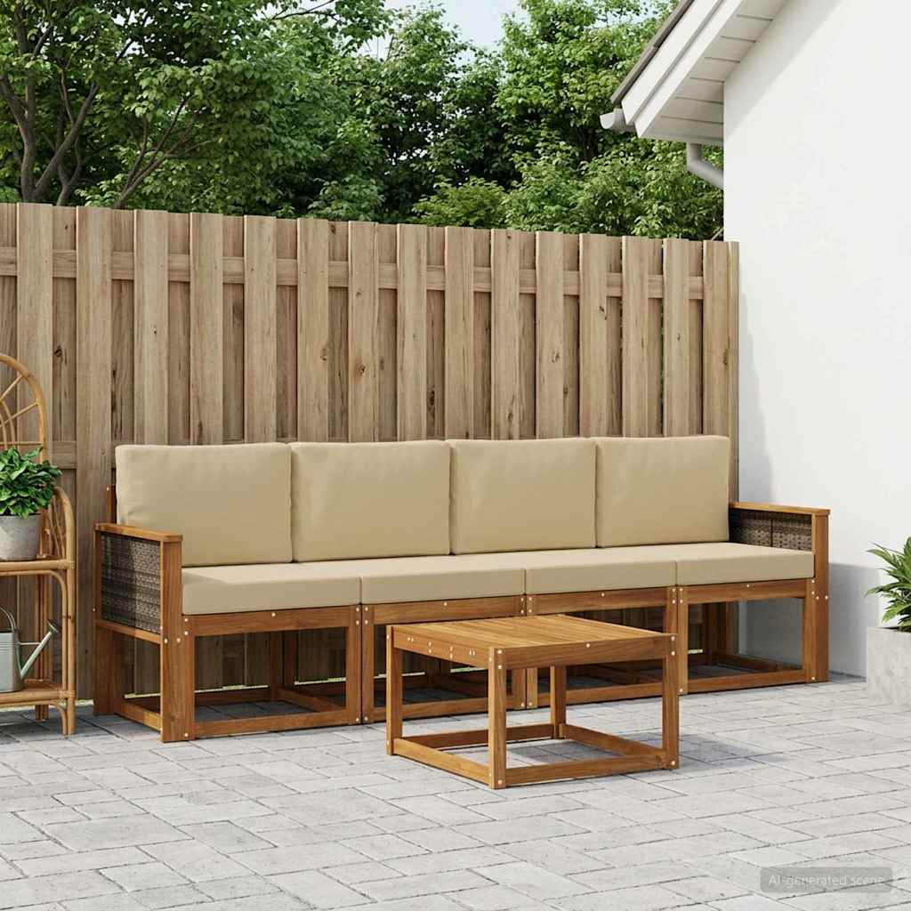 Outdoor-Sofagarnitur 4 stk. Natur