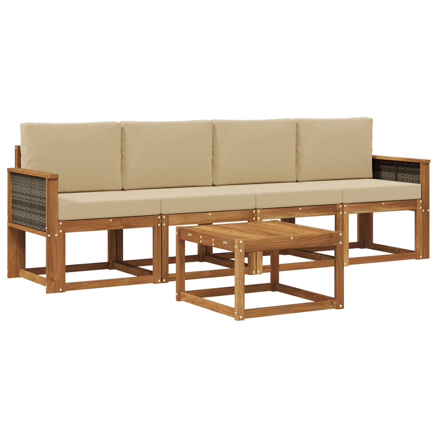 Outdoor-Sofagarnitur 4 stk. Natur