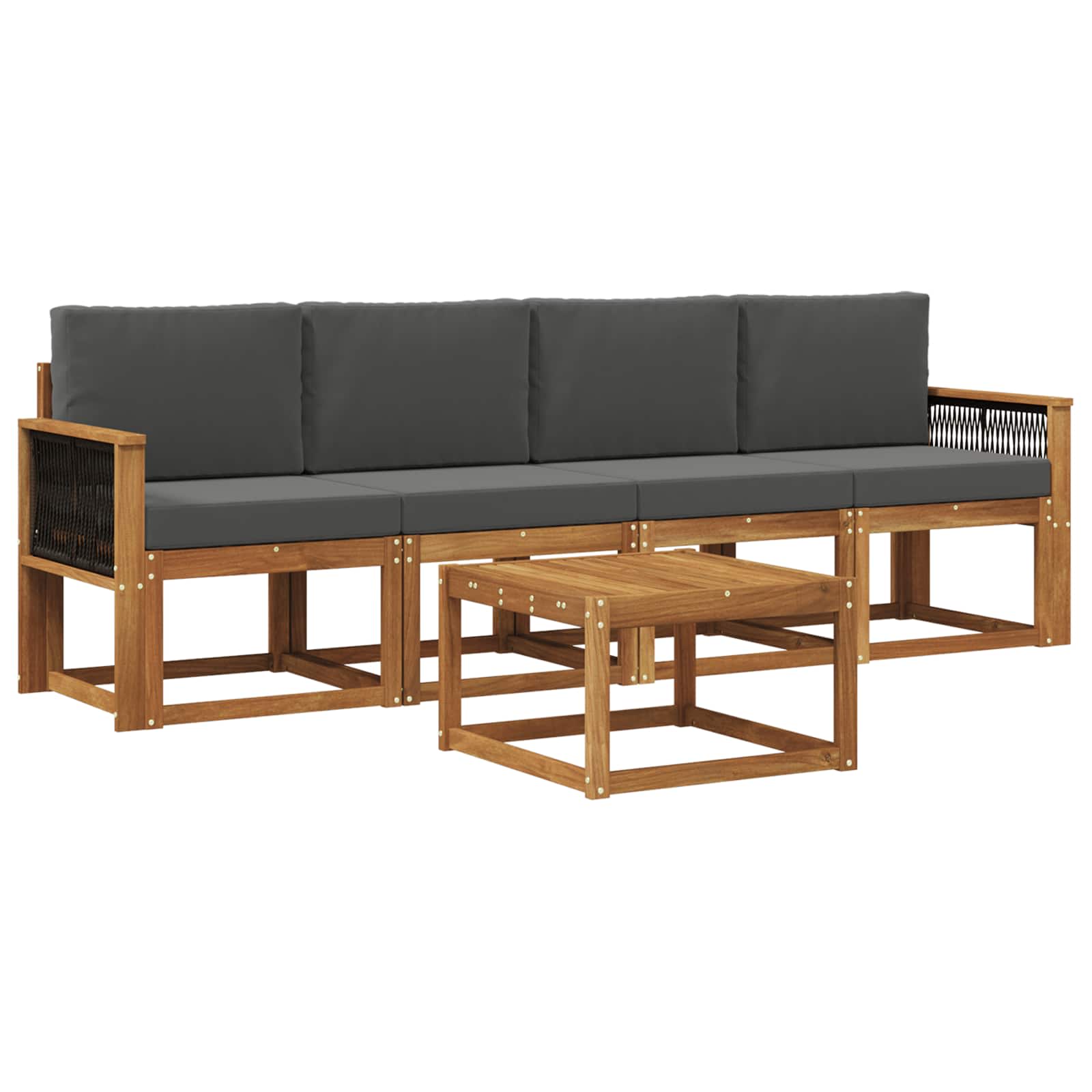 Outdoor-Sofagarnitur mit Kissen 4 pcs Natur und Anthrazit