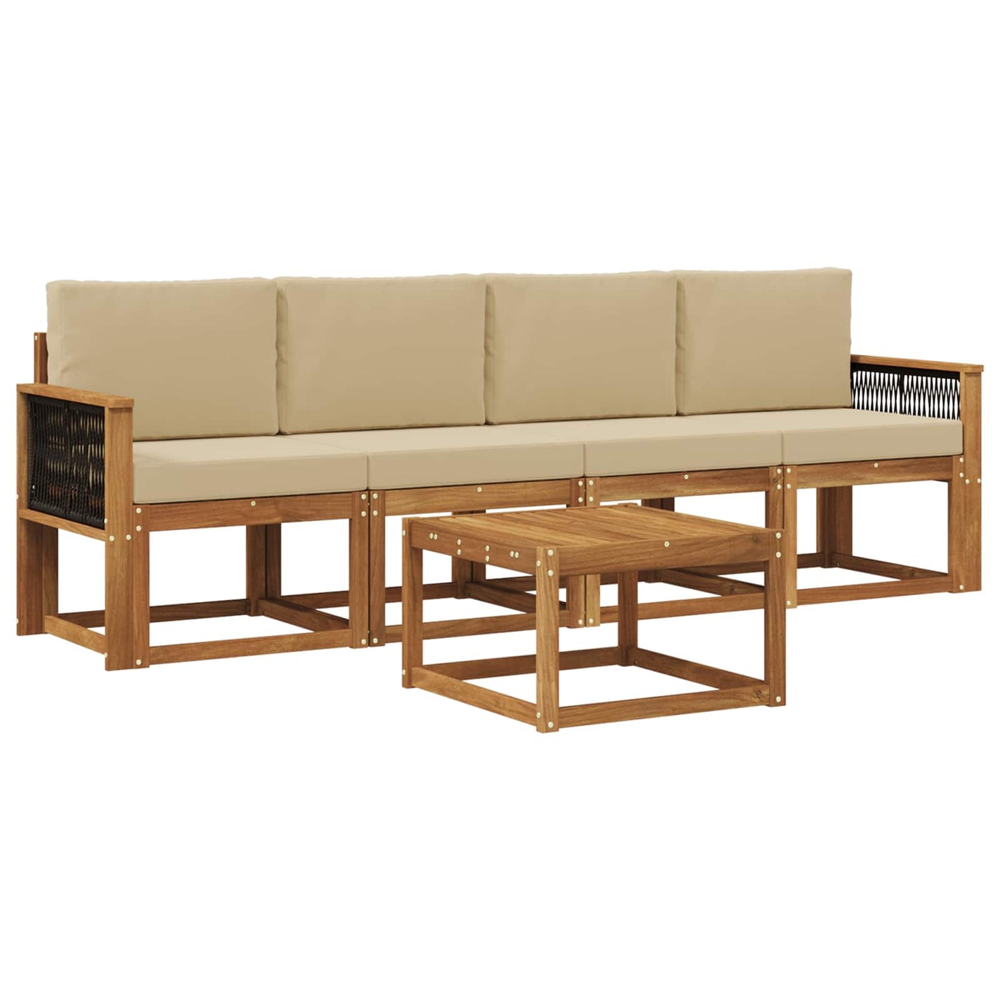 Outdoor-Sofagarnitur mit Kissen 4 pcs Natur