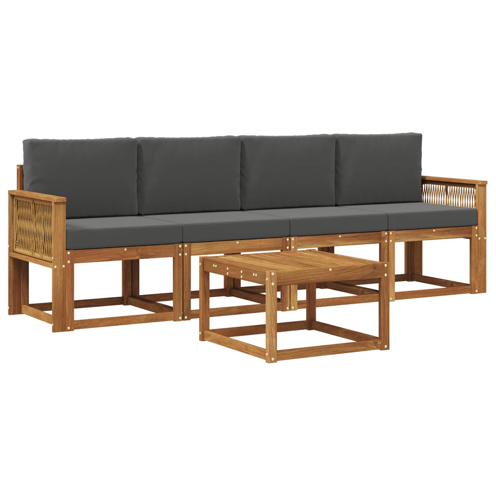 Outdoor-Sofagarnitur 5 stk. Natur und Anthrazit Polyester