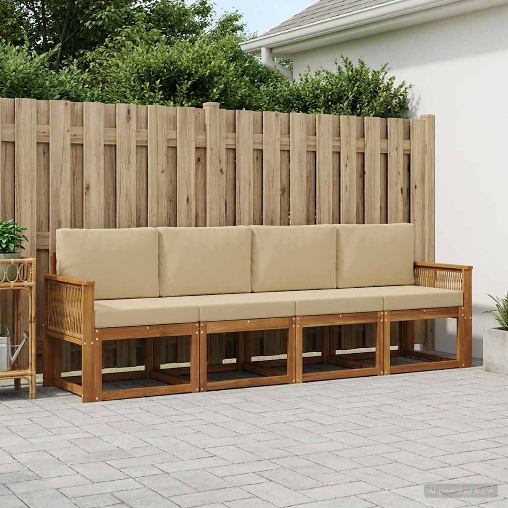 Outdoor-Sofagarnitur 5 stk. Natur und Beige Polyester