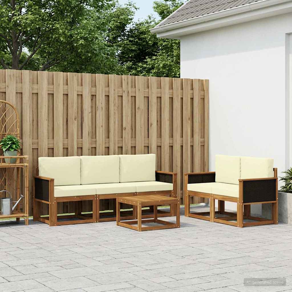 Outdoor-Sofagarnitur 6 stk. Natur und Creme