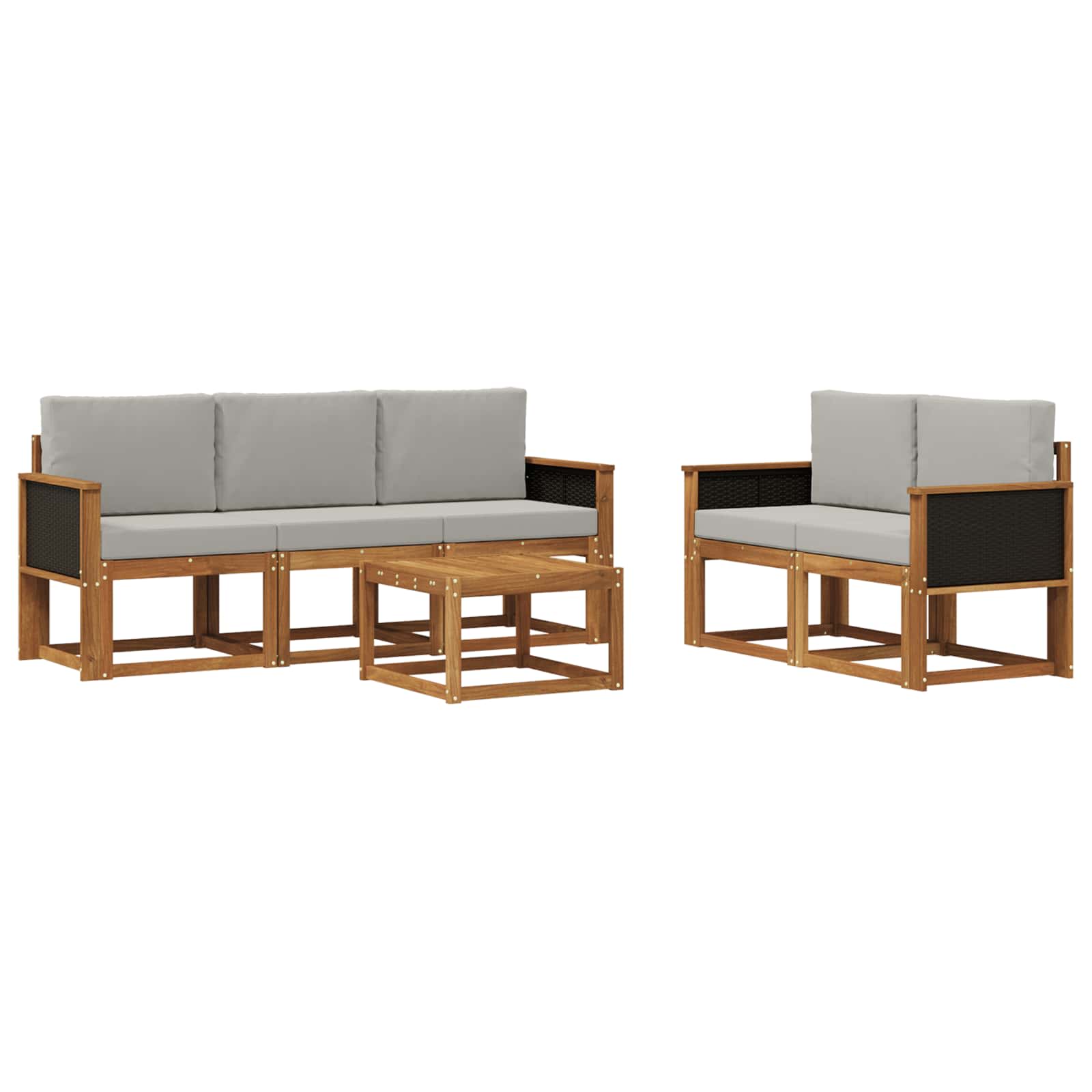 Outdoor-Sofagarnitur mit Kissen 6 pcs Natürlich und Hellgrau
