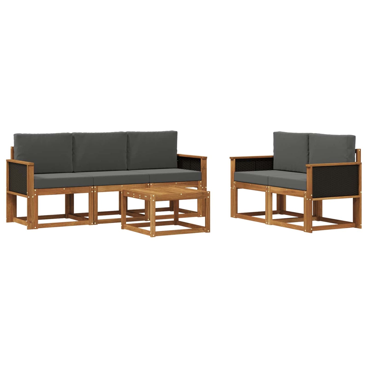 Outdoor-Sofagarnitur mit Kissen 6 pcs Natur und Anthrazit