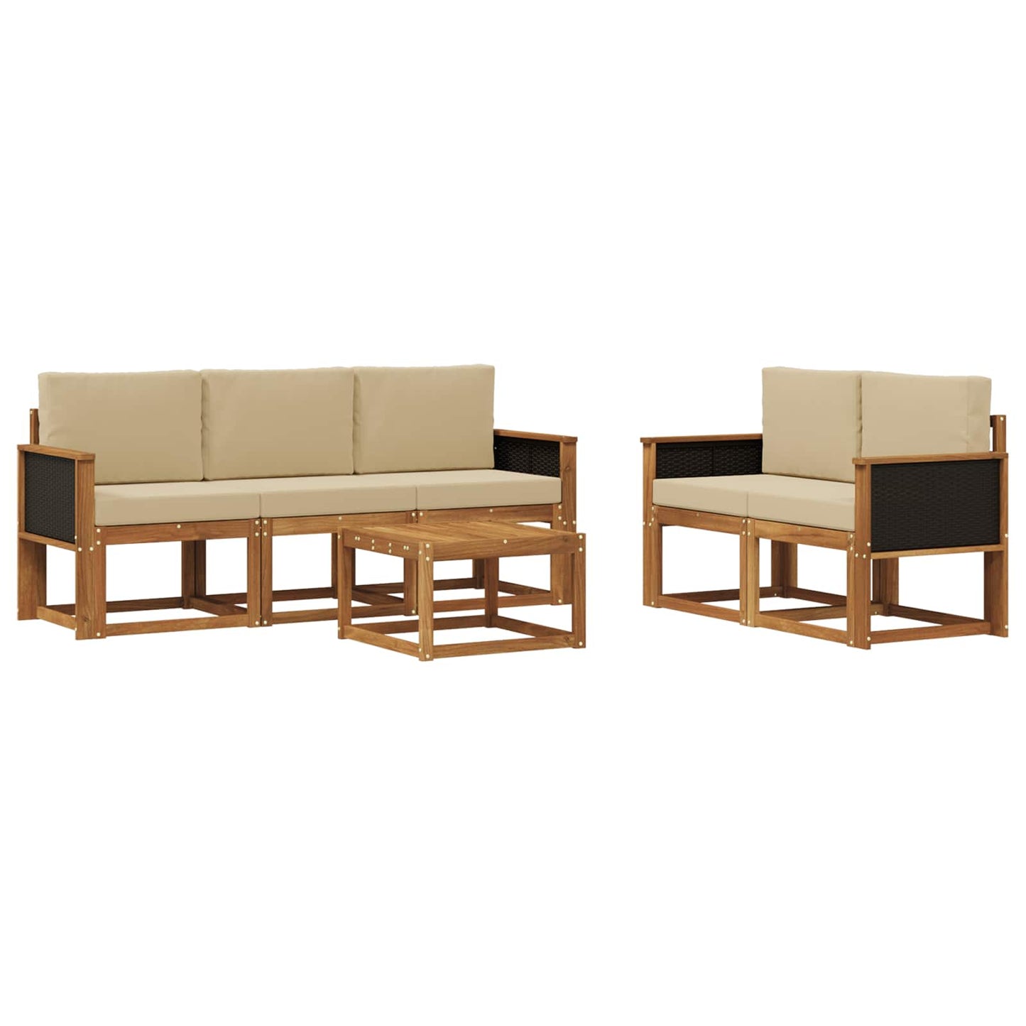 Outdoor-Sofagarnitur mit Kissen 6 pcs Natur