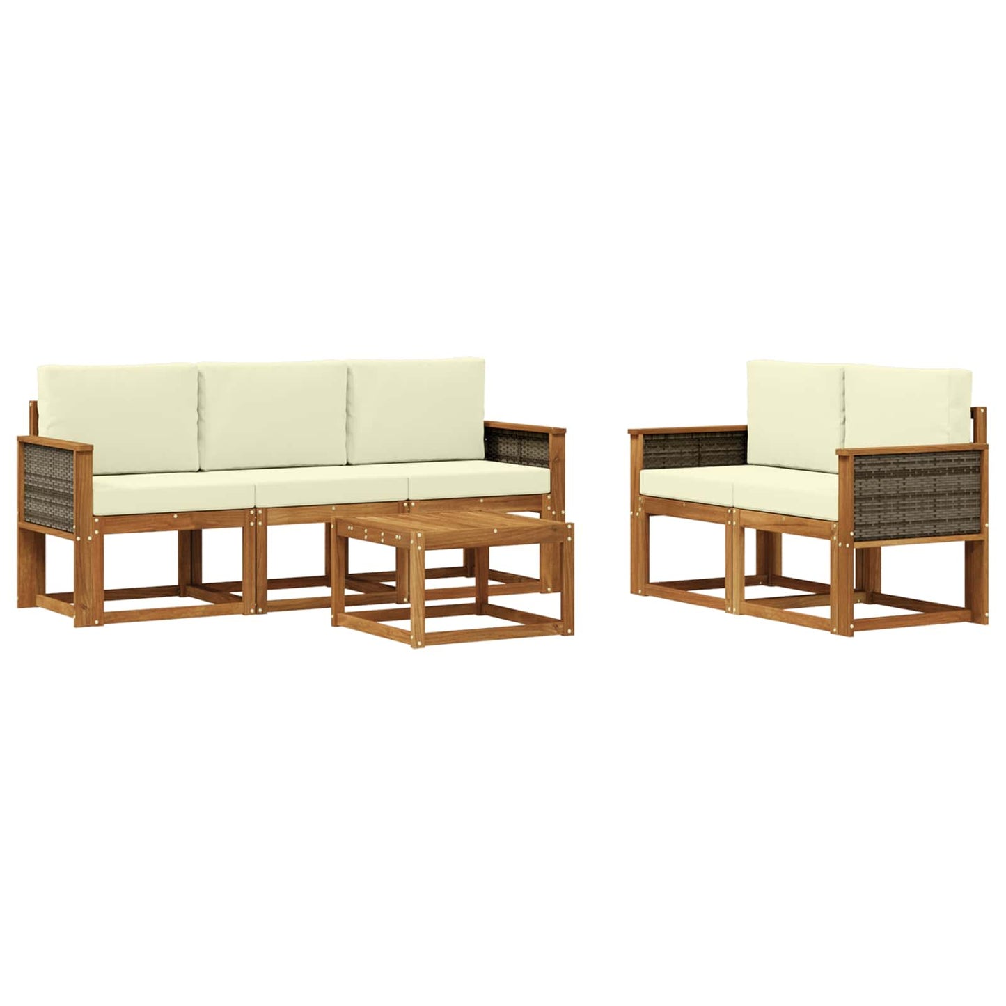 Outdoor-Sofagarnitur mit Kissen 6 pcs Natur und Creme