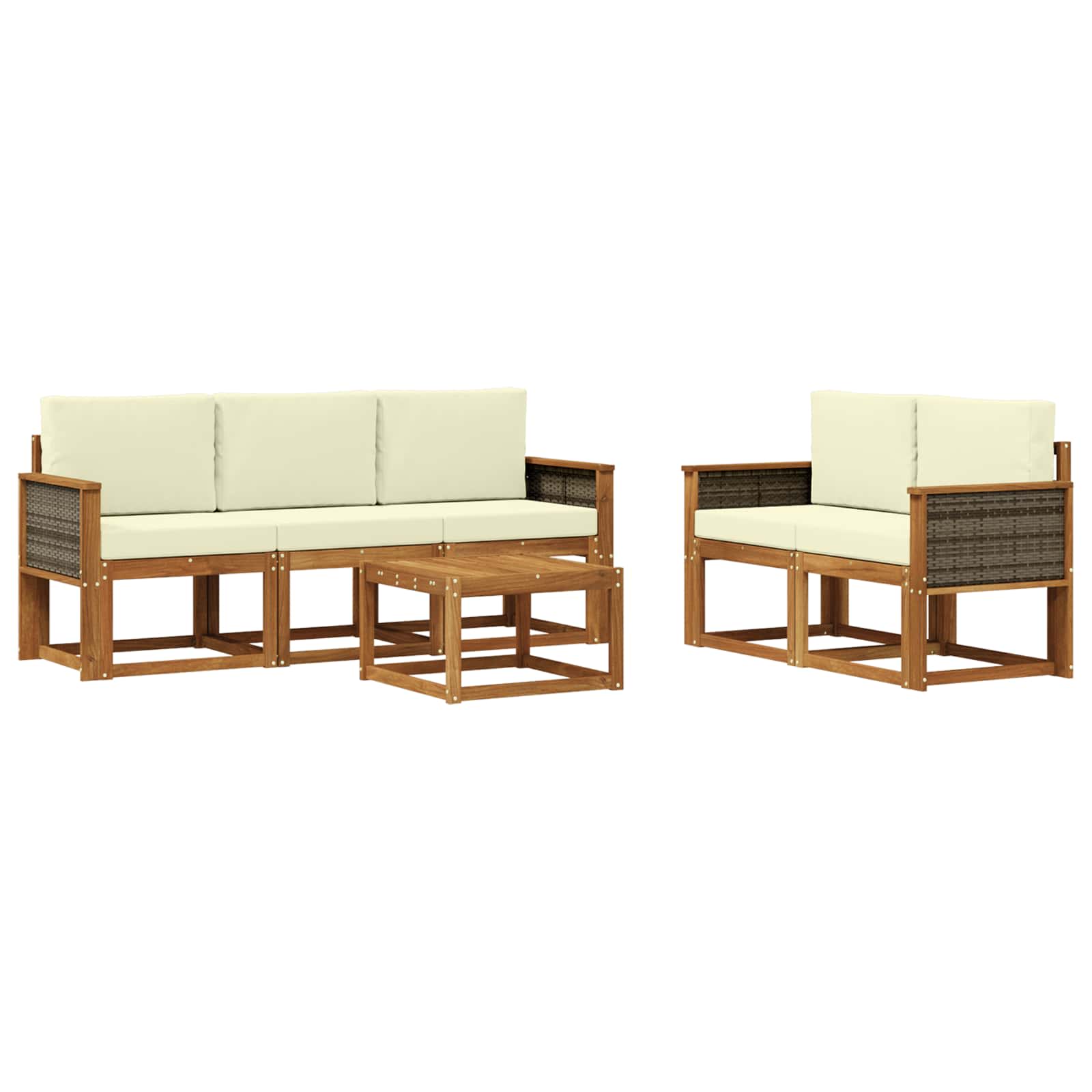 Outdoor-Sofagarnitur mit Kissen 6 pcs Natur und Creme