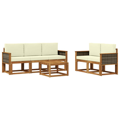 Outdoor-Sofagarnitur 6 stk. Natur und Creme
