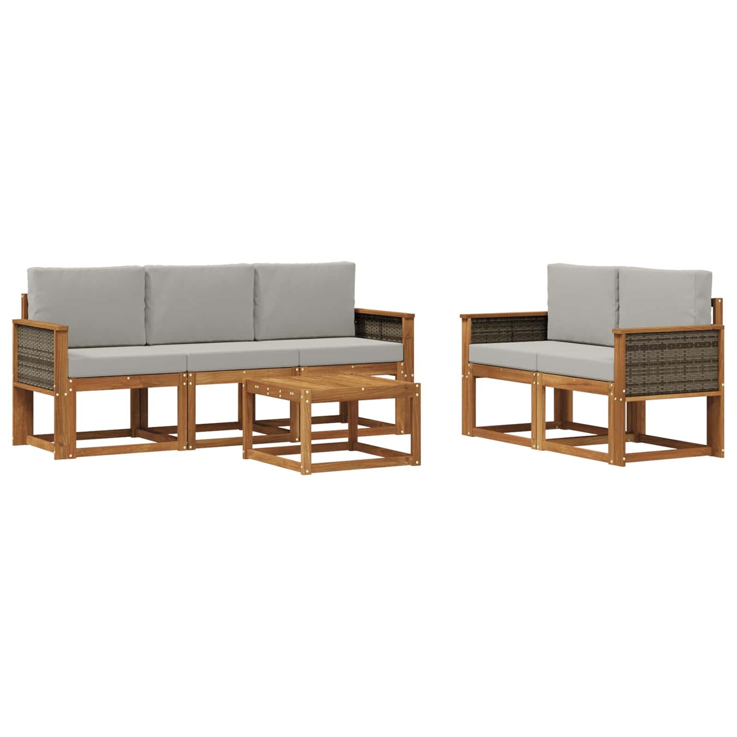 Outdoor-Sofagarnitur mit Kissen 6 pcs Natürlich und Hellgrau