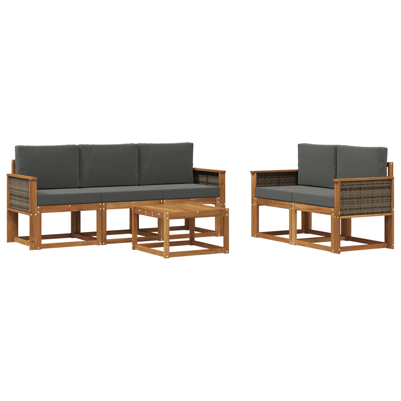 Outdoor-Sofagarnitur mit Kissen 6 pcs Natur und Anthrazit