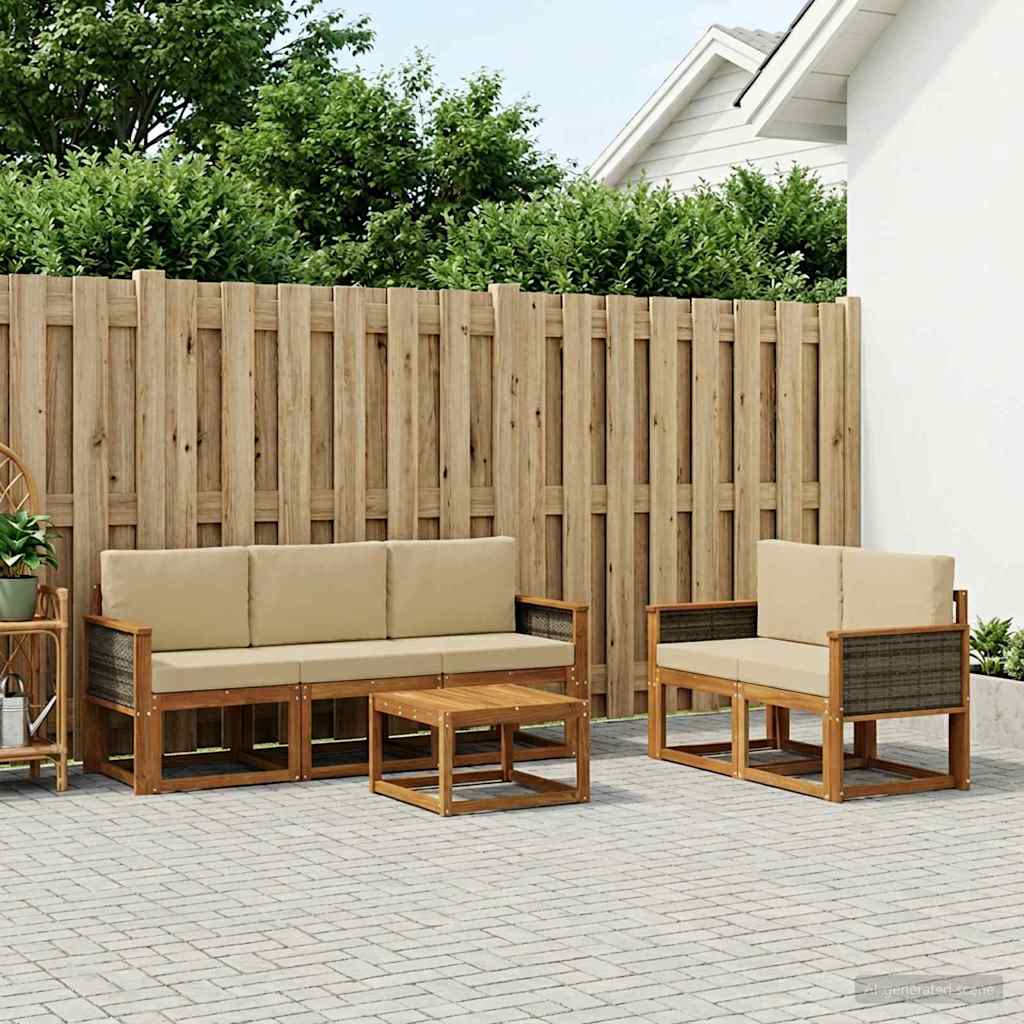 Outdoor-Sofagarnitur 6 stk. Natur